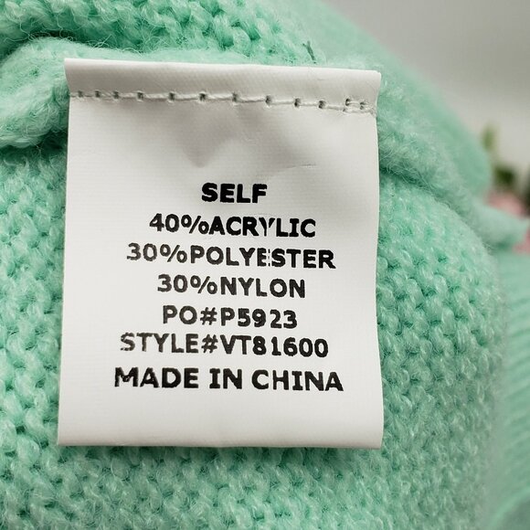 Vine & Love Striped Sweater Women's M Mint Green Gray Oversize Cozy Academia - Picture 6 of 7